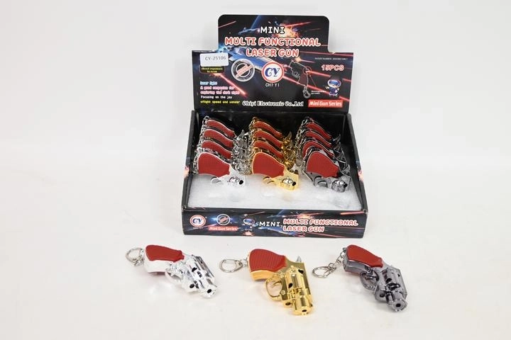 Porte-clés pistolet lumineux (2 modes), lot de 15