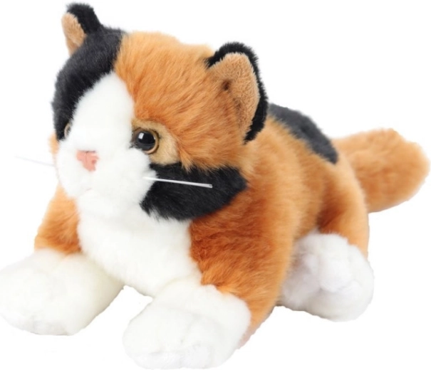 Chat en peluche allongé brun 30 cm