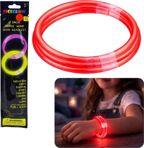 Bracelet lumineux triple fluoresçant Glow Stick 20 cm