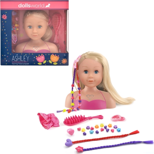 Dolls World tête à coiffer Ashley blonde 21 cm