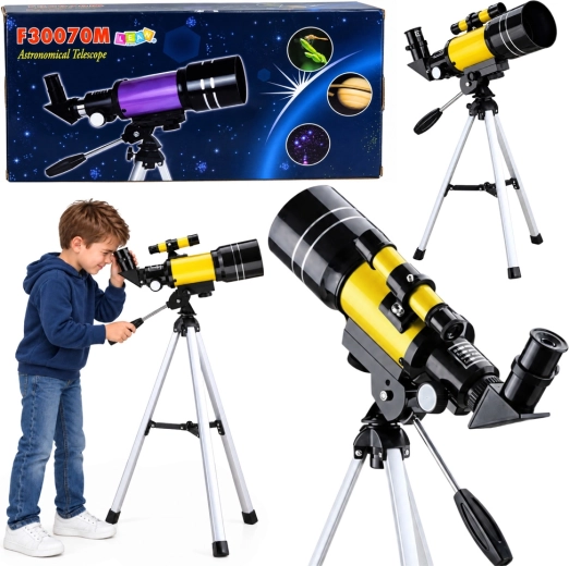Télescope astronomique pour enfants avec trépied et support pour téléphone