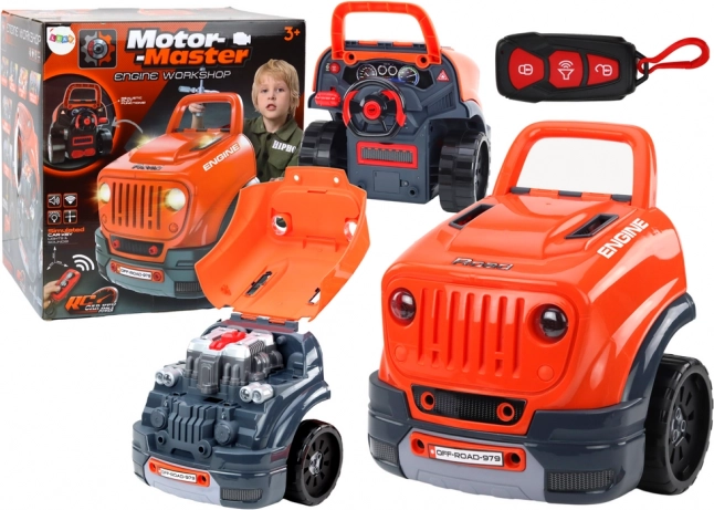 Set d’atelier pour enfants – voiture démontable avec moteur, orange