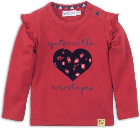 T-shirt fille Dirkje à manches longues avec cœur, rouge