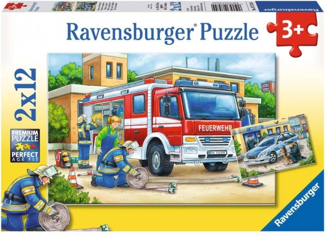 Puzzle RAVENSBURGER police et pompiers 2×12 pièces
