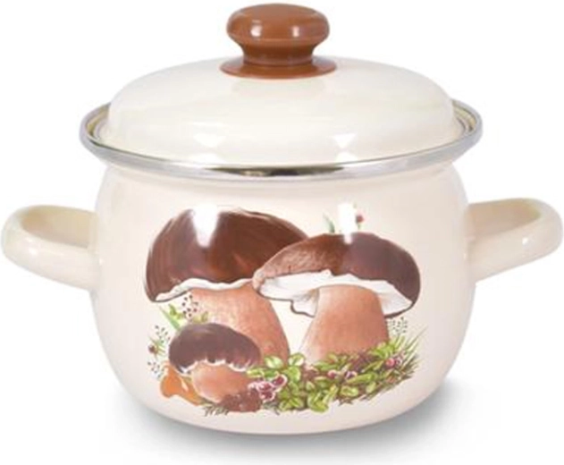 Casserole dodue émaillée avec couvercle Champignons 1,5 l