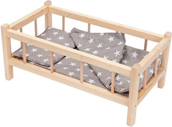 Lit en bois pour poupées avec ensemble de literie