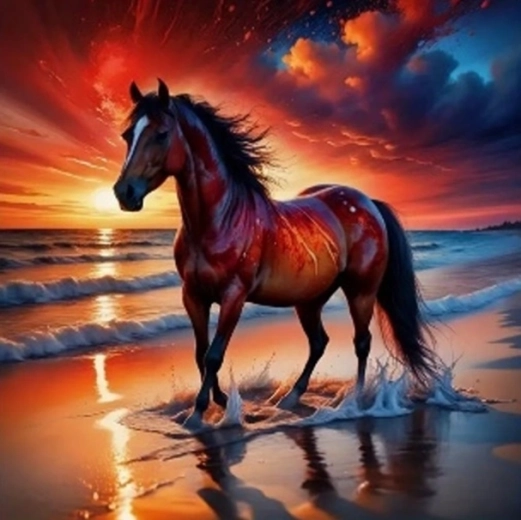 Peinture diamant – cheval au coucher du soleil 30 × 40 cm