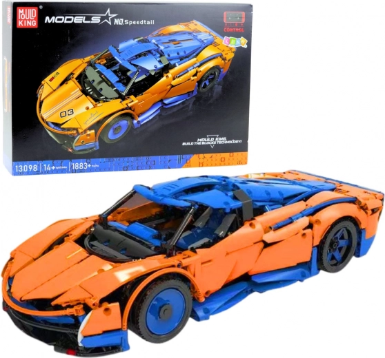 Kit voiture de sport télécommandée, 1883 pièces – bleu‑orange