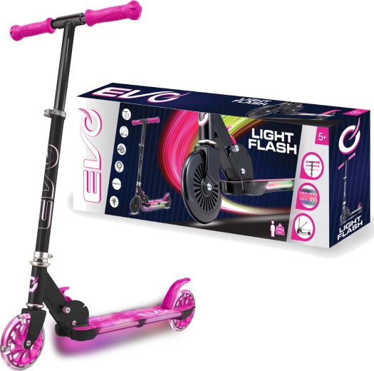 EVO trottinette pliable pour enfants Light Flash avec plateau LED – rose