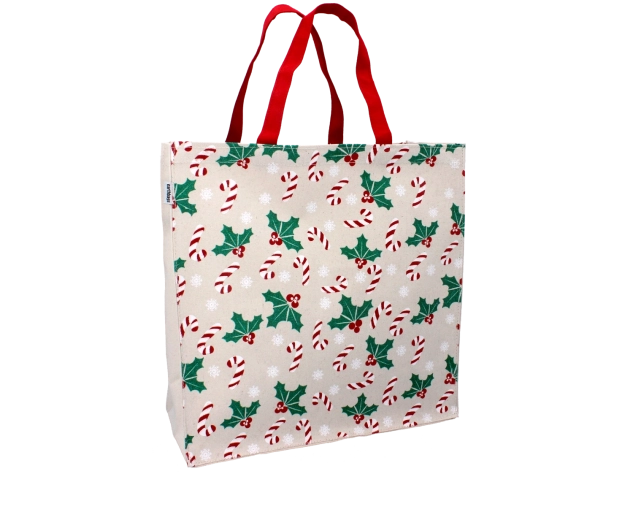 Sac de Noël en coton avec houx 35 × 35 × 10 cm