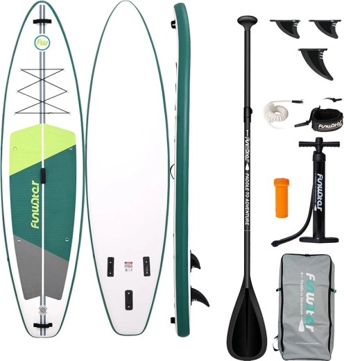 FunWater paddleboard gonflable SUP vert‑blanc 335 × 84 × 15 cm