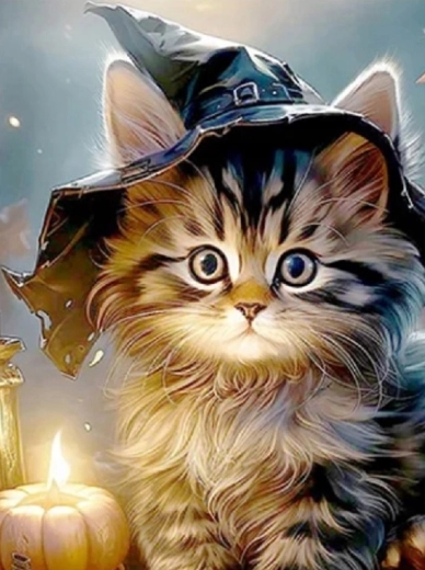 Norimpex peinture diamant Chat dans un chapeau 30 × 40 cm