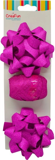 Coffret d’emballage cadeau scintillant rose clair avec ruban et nœuds étoilés