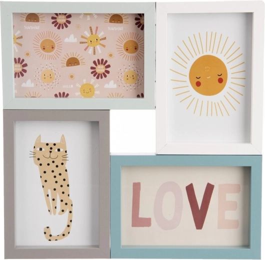 Cadre photo collage pour 4 photos blanc/gris