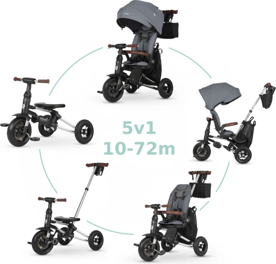 Tricycle enfant QPlay Nova Deluxe 5-en-1 gris