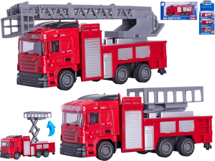 Camion de pompiers en métal 13 cm 1:50 à rétrofriction