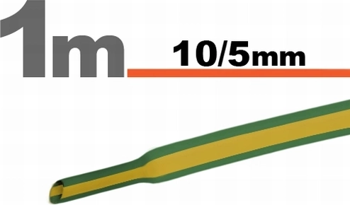 Gaine thermorétractable jaune-verte 10 / 5 mm