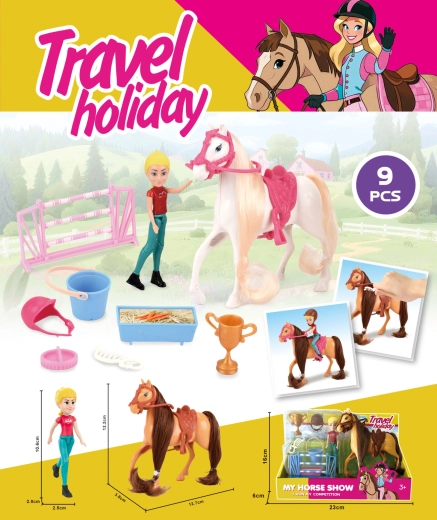 Cheval avec figurine de cavalier 12,5 cm – marron