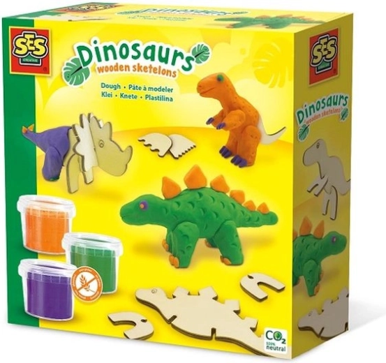 SES Pâte à modeler – dinosaures en bois