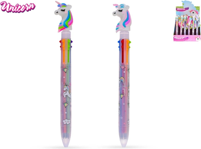 Stylo arc-en-ciel avec licorne, 6 couleurs