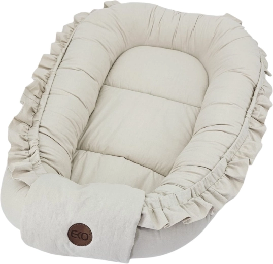 Nid bébé en coton EKO avec volant Light Beige 50 × 85 cm