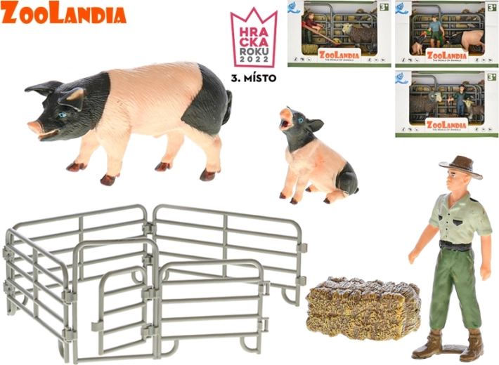 Zoolandia ferme avec animal, petit et accessoires (4 variantes)