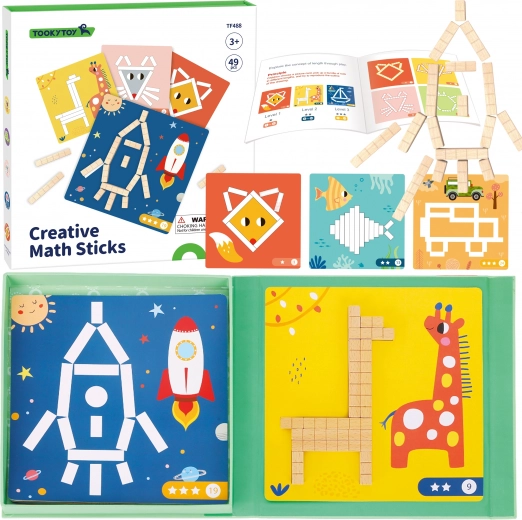 Tooky Toy puzzle logique magnétique – bâtonnets mathématiques créatifs, 49 pièces