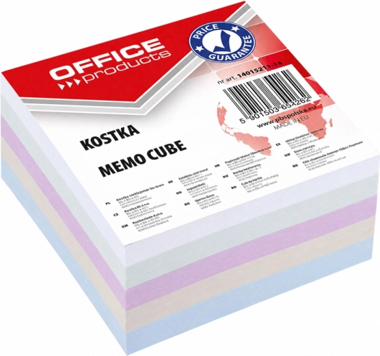 Cube de notes en papier OFFICE PRODUCTS non collé 85 × 85 × 40 mm, mélange de couleurs - 1 pièce