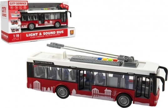 Autobus urbain avec lumière et son 1:16, à inertie, 28 cm