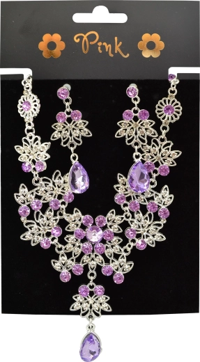 Parure rose collier et boucles d’oreilles Royal Glamour