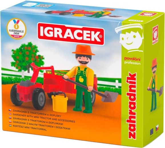EFKO Igráček jardinier – ensemble figurine avec tracteur et accessoires