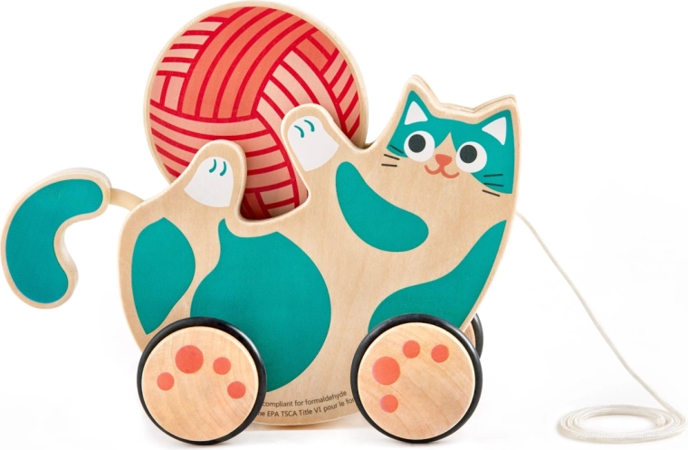 Chaton à tirer avec hochet