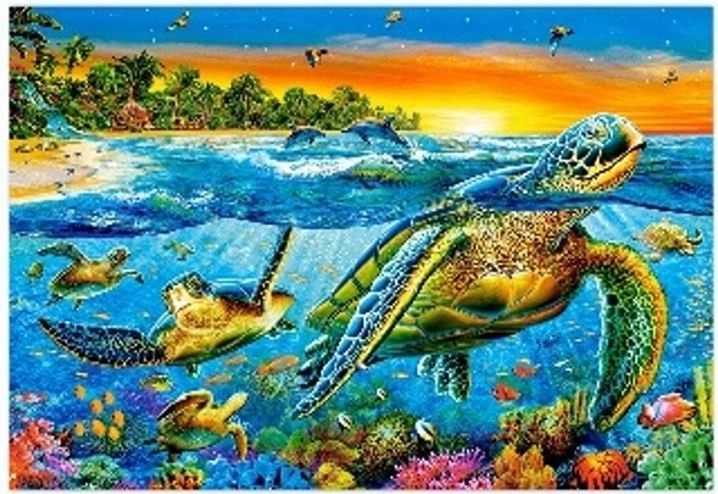 Peinture diamant – tortues de mer 30 × 40 cm