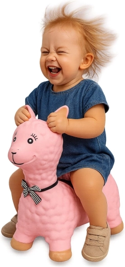 Lama sauteur HoppyDoo rose avec pompe