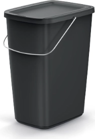 Poubelle 25 L en plastique recyclé avec couvercle KEden COMPACTA Q BASIC – noir