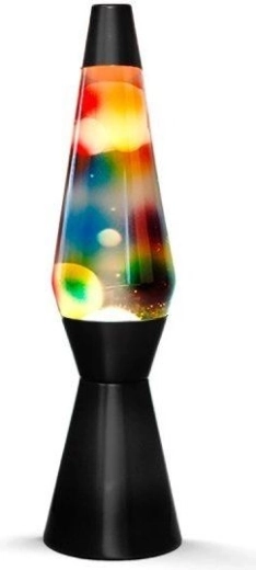 Lampe à lave arc-en-ciel avec base noire