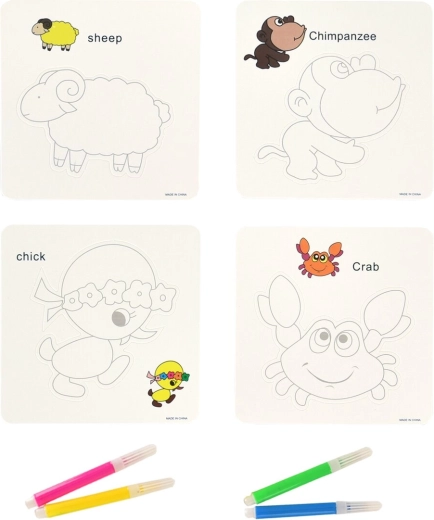 Kit créatif d’images d’animaux avec feutres 10 × 10 cm