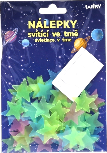 Autocollants 12x17 cm phosphorescents Étoiles, 60 pcs