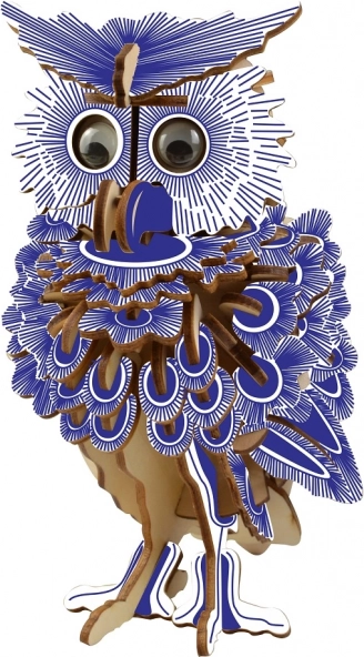 Woodcraft puzzle 3D en bois - Chouette colorée