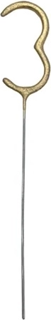 Prskavka en forme de chiffre 3 dorée 15 cm - 1 pièce