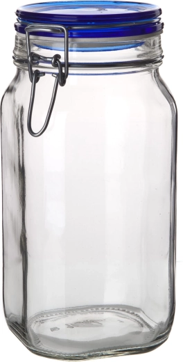 Bocal en verre hermétique avec fermeture à étrier 1,5 L FIDO Blue