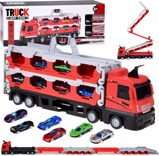 Camion porte-voitures dépliable à deux niveaux avec 6 voitures