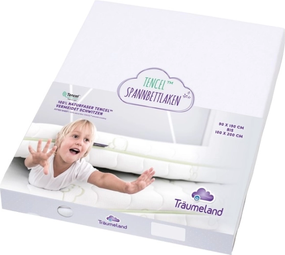 Träumeland drap-housse pour lit junior Tencel 90 × 200 cm blanc