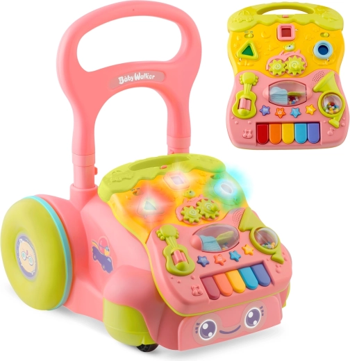 Trotteur 2-en-1 avec musique et panneau amovible RICOKIDS rose
