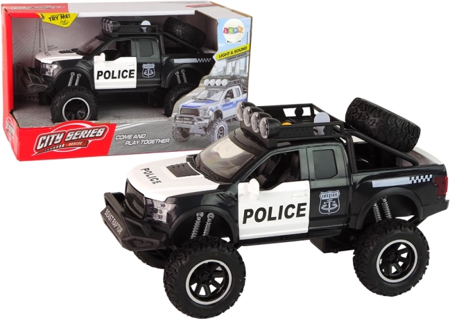 Véhicule tout-terrain Raptor Police Noir Portes ouvrantes Feux et sons