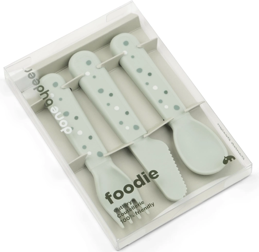 Done by Deer set de couverts Foodie Happy dots vert