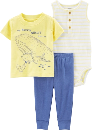 Ensemble 3 pièces Carter's pour garçon Yellow ocean – t-shirt à manches courtes, pantalon de survêtement et body sans manches