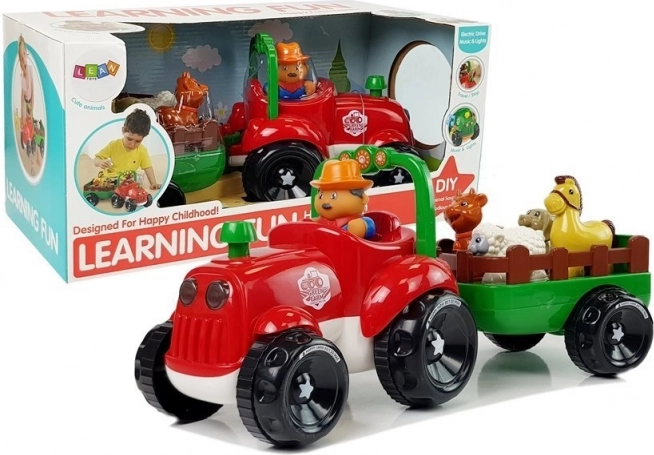 Tracteur musical avec remorque et animaux à piles