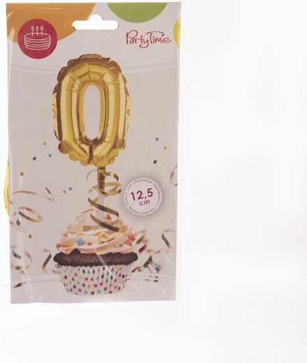Ballon en aluminium chiffre 0 doré 12,5 cm