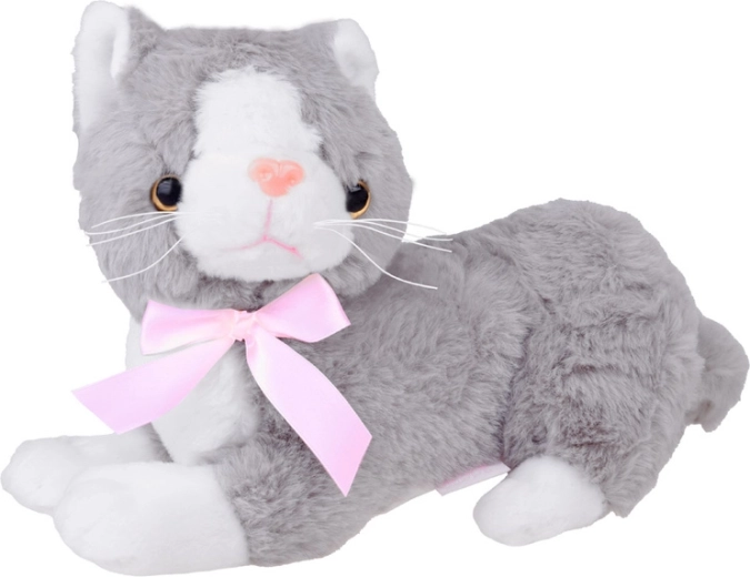Maskot Flico chat gris avec nœud 34 cm
